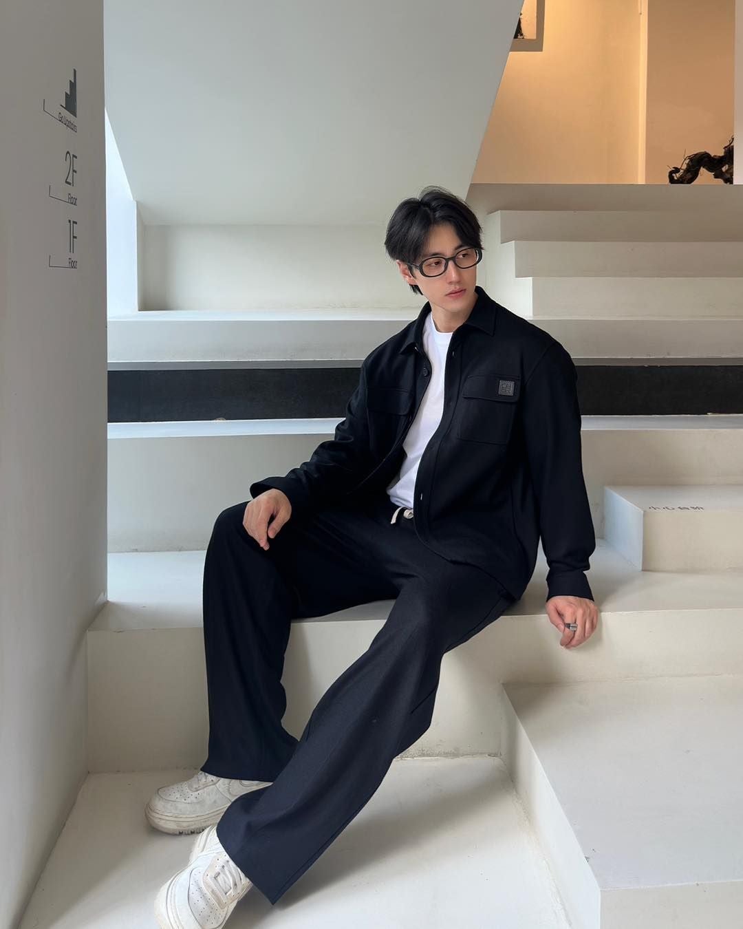  Áo Sơ mi xanh Navy đậm - 2 túi ngực 