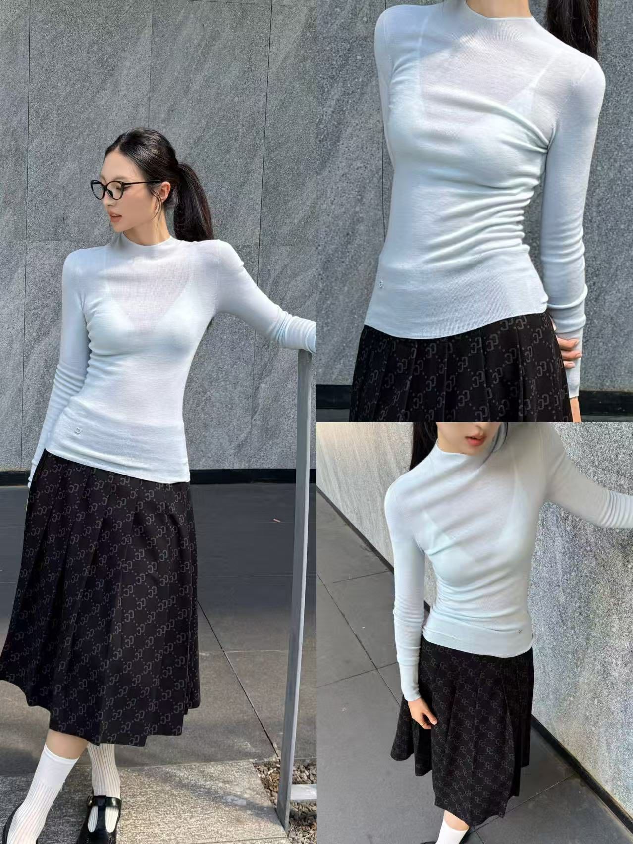  Cashmere - Áo len dài tay Xanh ngọc 