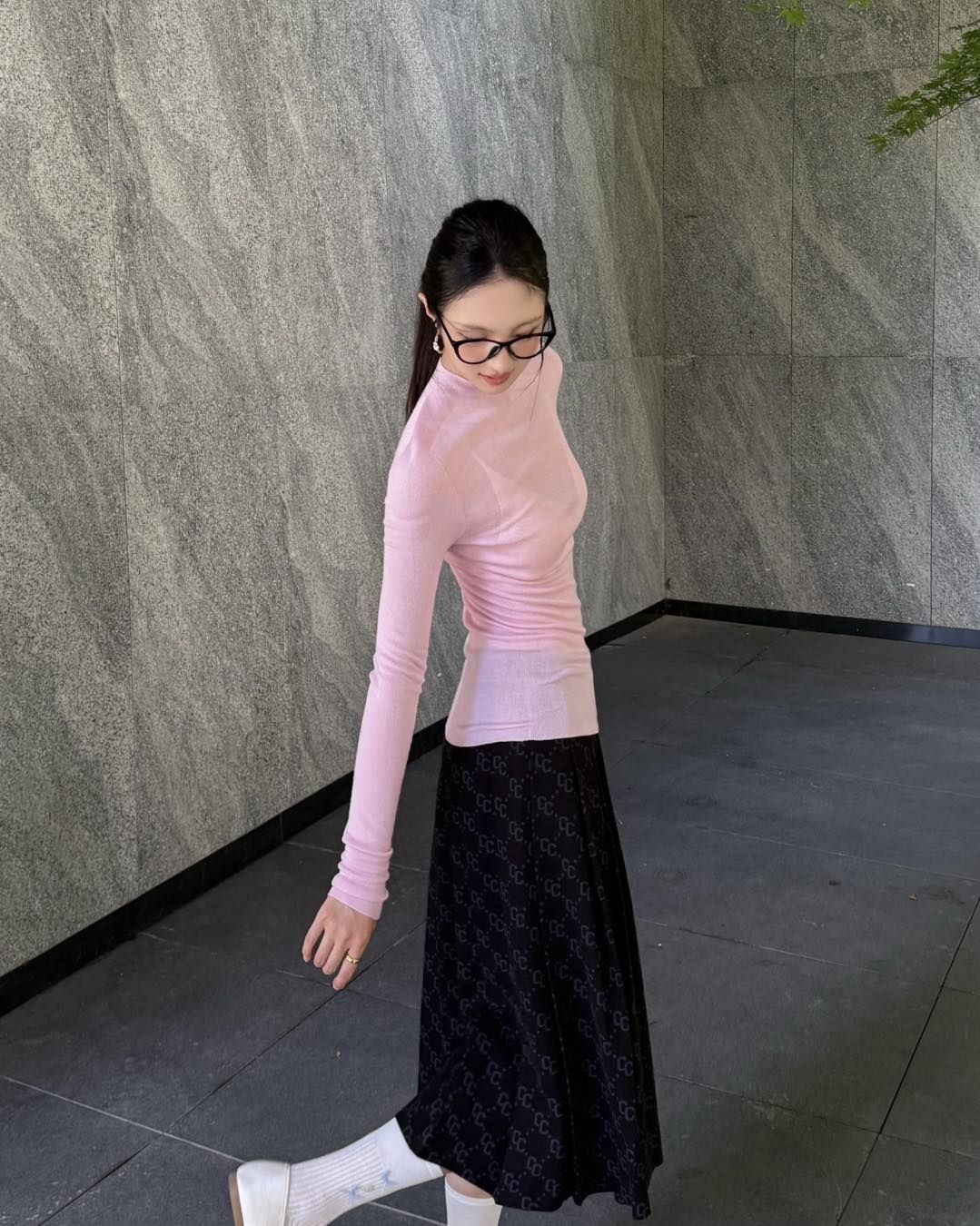  Cashmere - Áo len dài tay Hồng 