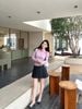  Chân váy ngắn kèm belt họa tiết thoi CC 