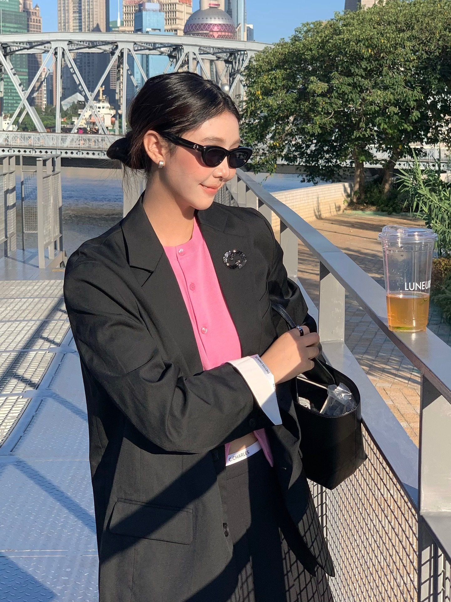  Áo CDG hồng sen dài tay , bo gấu 