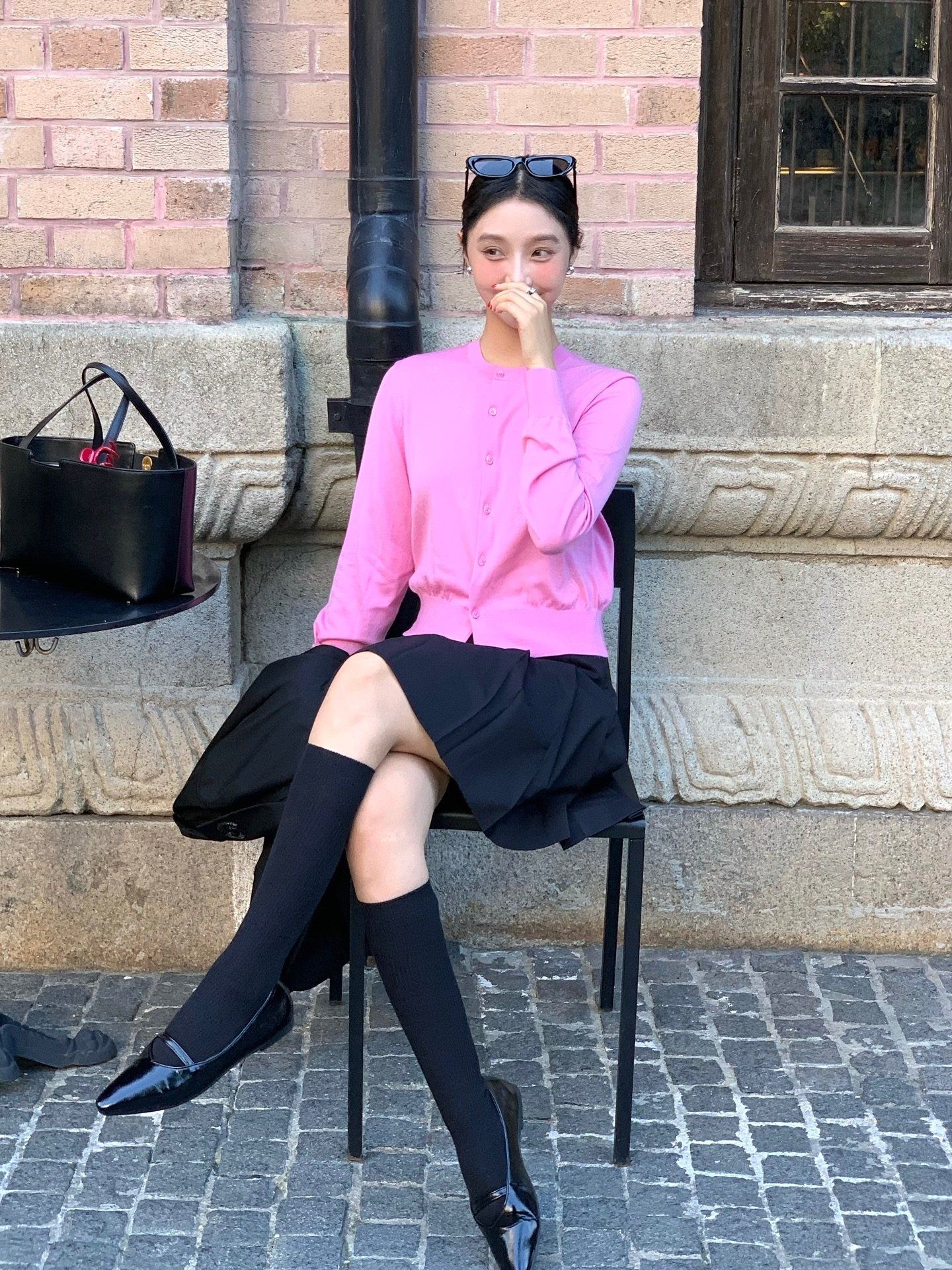  Áo CDG hồng sen dài tay , bo gấu 