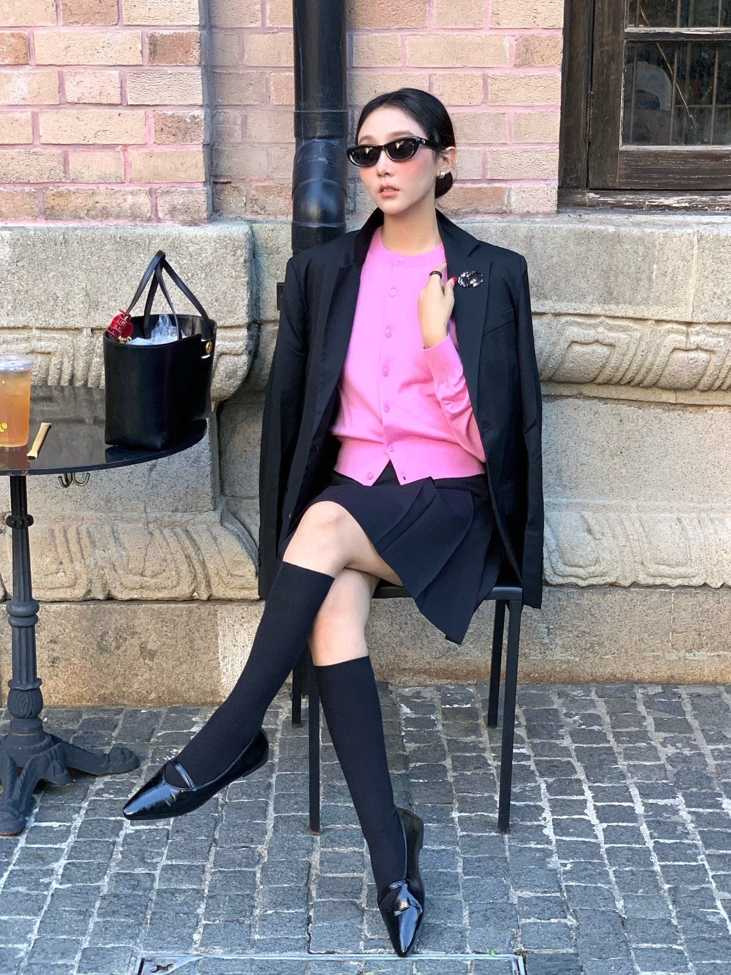  Áo CDG hồng sen dài tay , bo gấu 