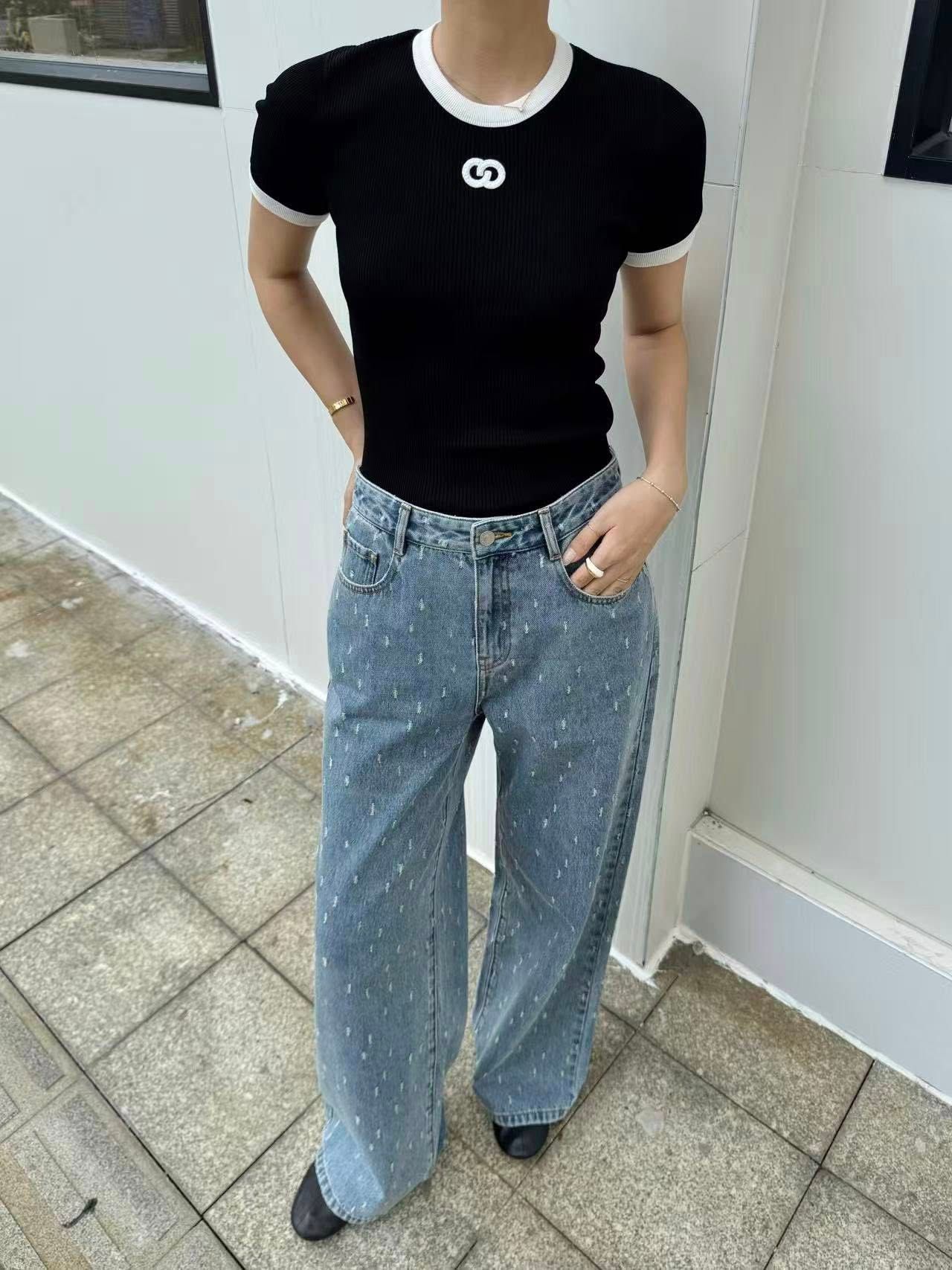  Quần jean xanh, wax hạt mưa 