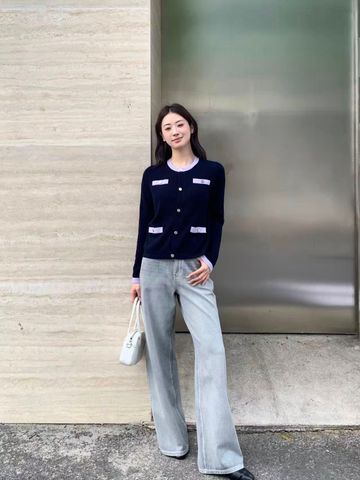  Áo CDG đen 4 túi trước viền tím nhạt 