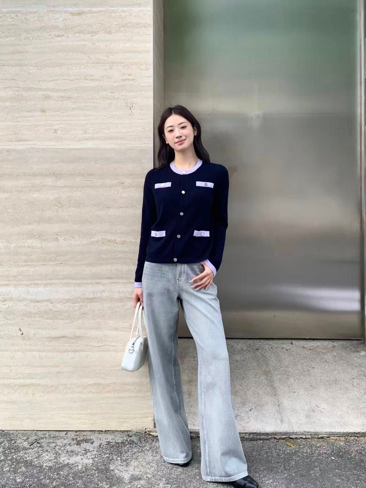  Áo CDG đen 4 túi trước viền tím nhạt 