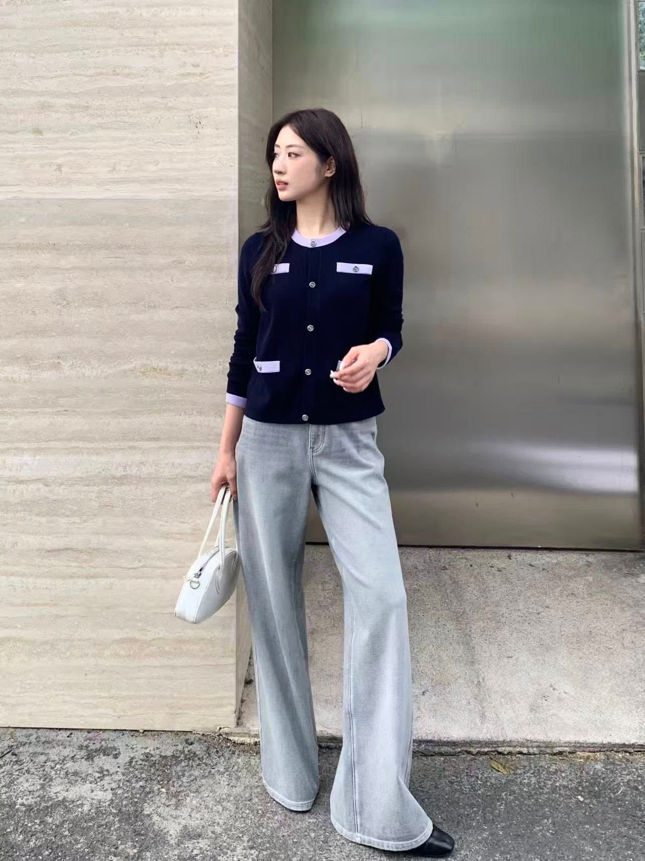  Áo CDG đen 4 túi trước viền tím nhạt 