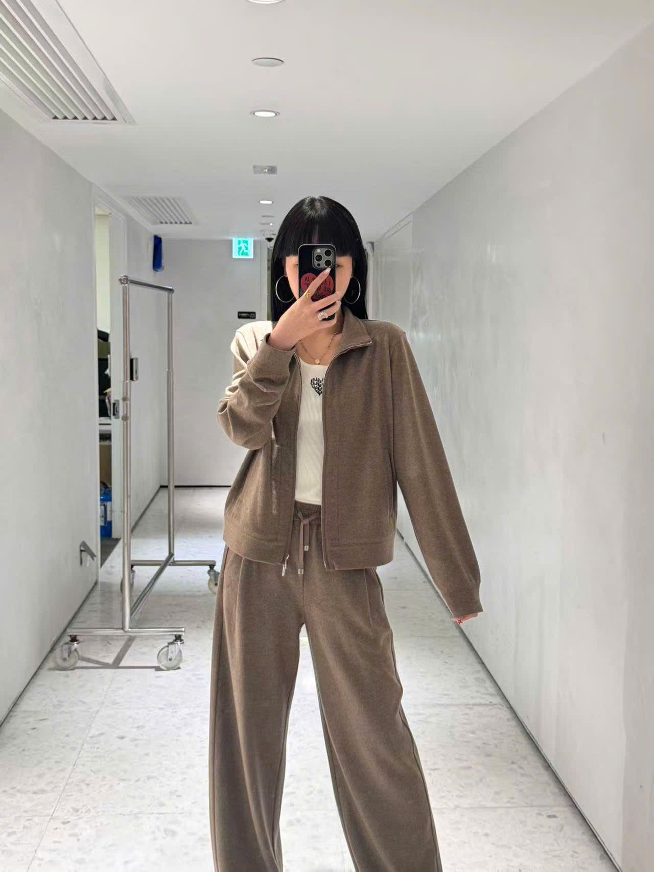  Quần len NÂU ,cạp chun dây rút (SET) 