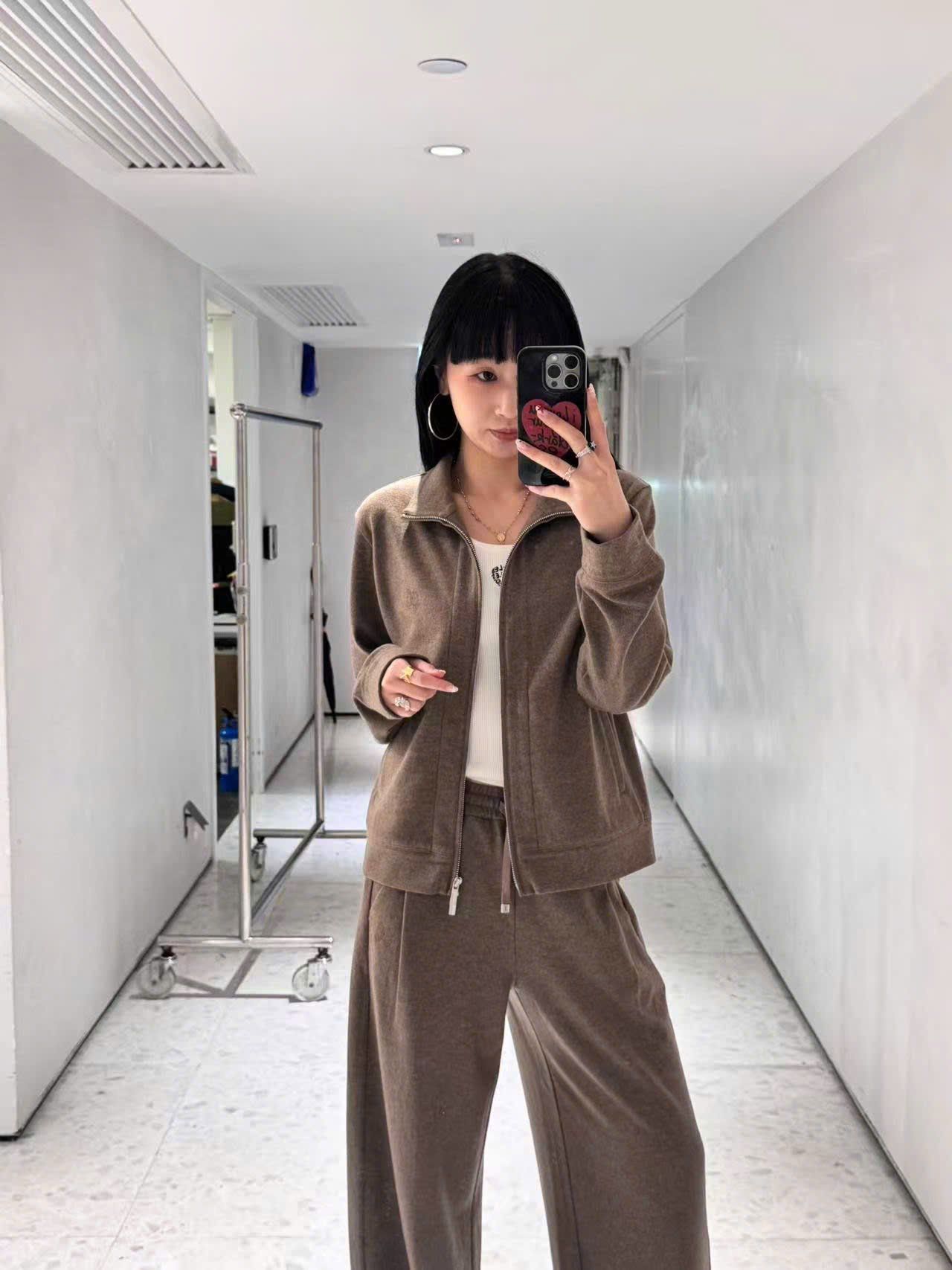  2.Áo khoác len NÂU ,kéo khóa (SET) 