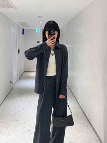  Quần dài len xám dây rút ( SET ) 