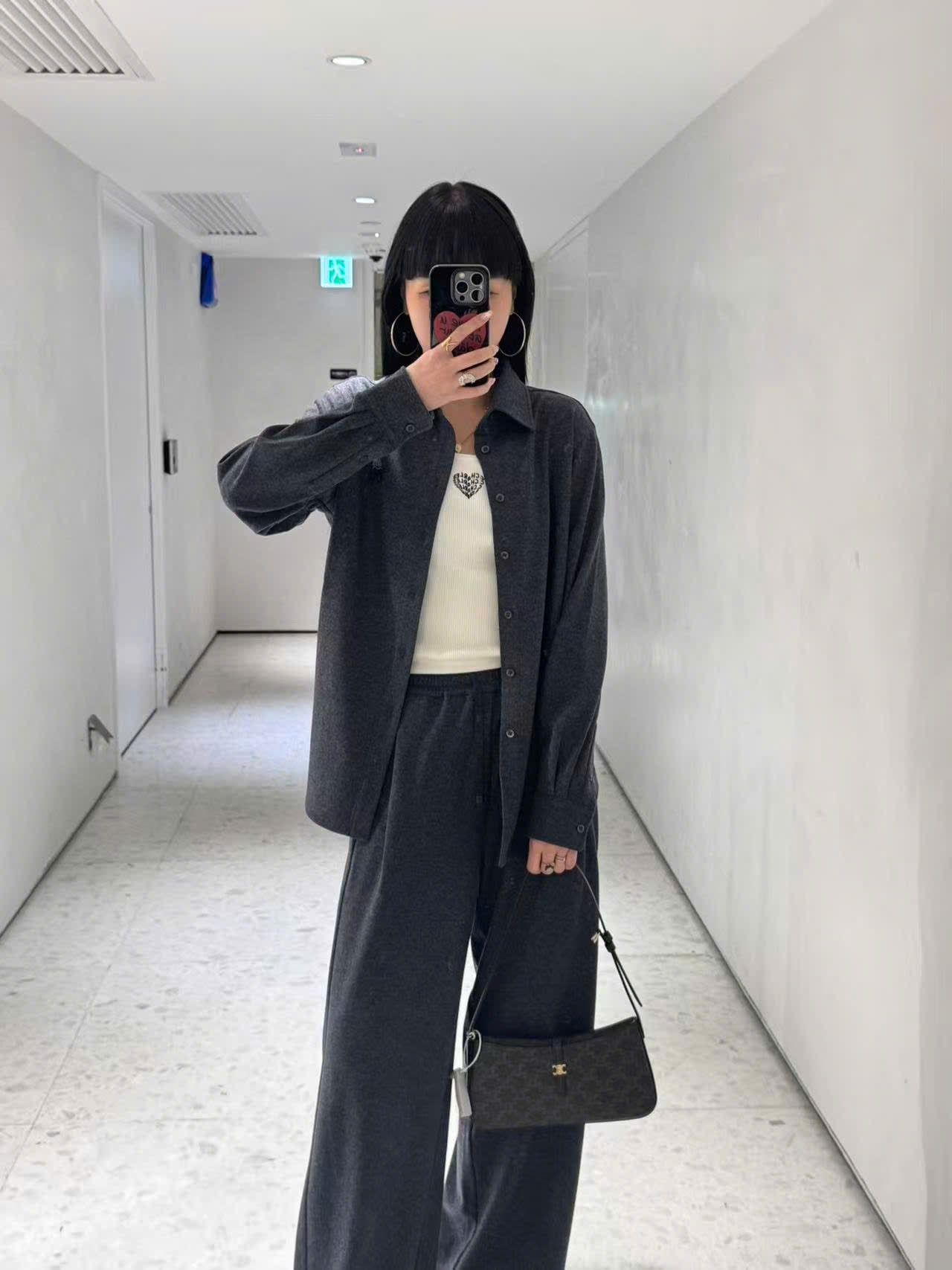  Quần dài len xám dây rút ( SET ) 