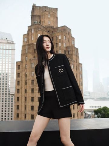  Áo khoác dạ đen 4 túi 