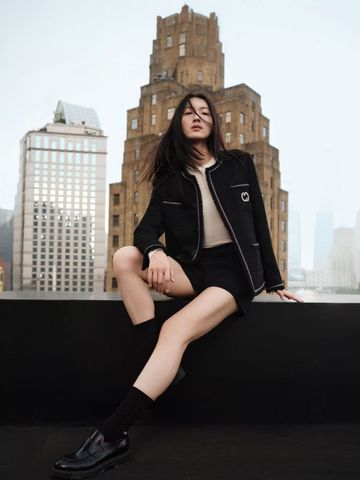  Áo khoác dạ đen 4 túi 