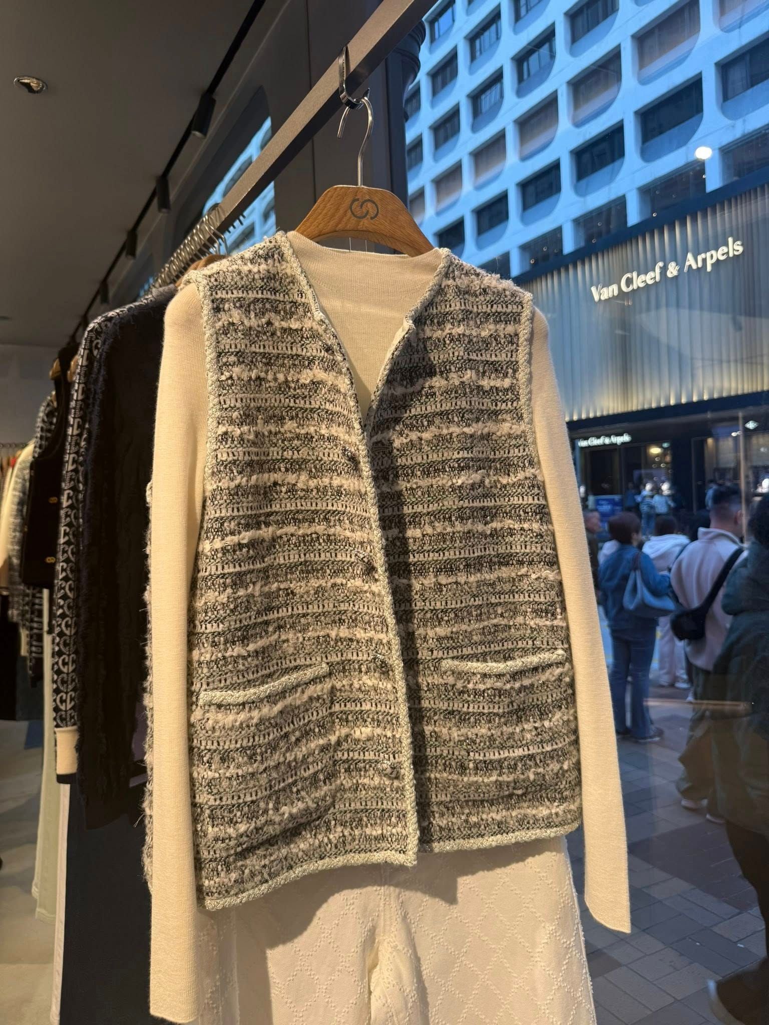  Áo Ghile dạ tweed ghi xám 