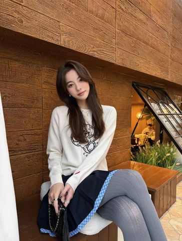  Chân váy đen ngắn viền kẻ xanh ( SET) 