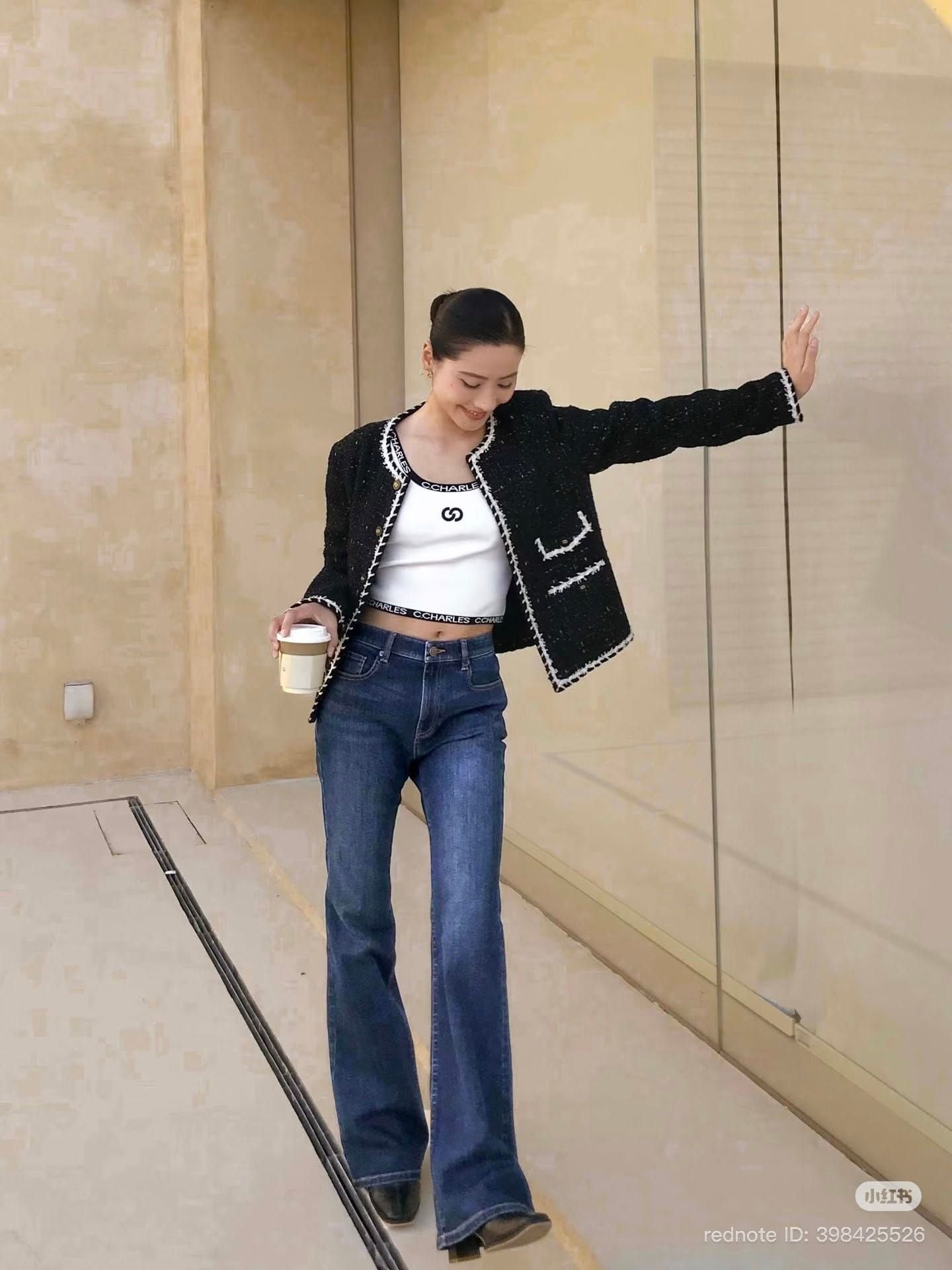  Áo dạ tweed blink, viền trắng 