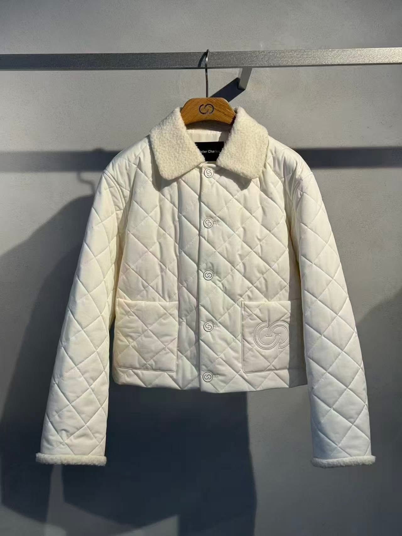  Áo phao trám trắng cổ lông 