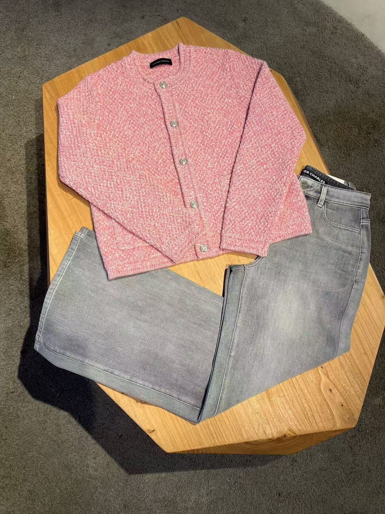  Áo CDG hồng cashmere 2 túi logo 