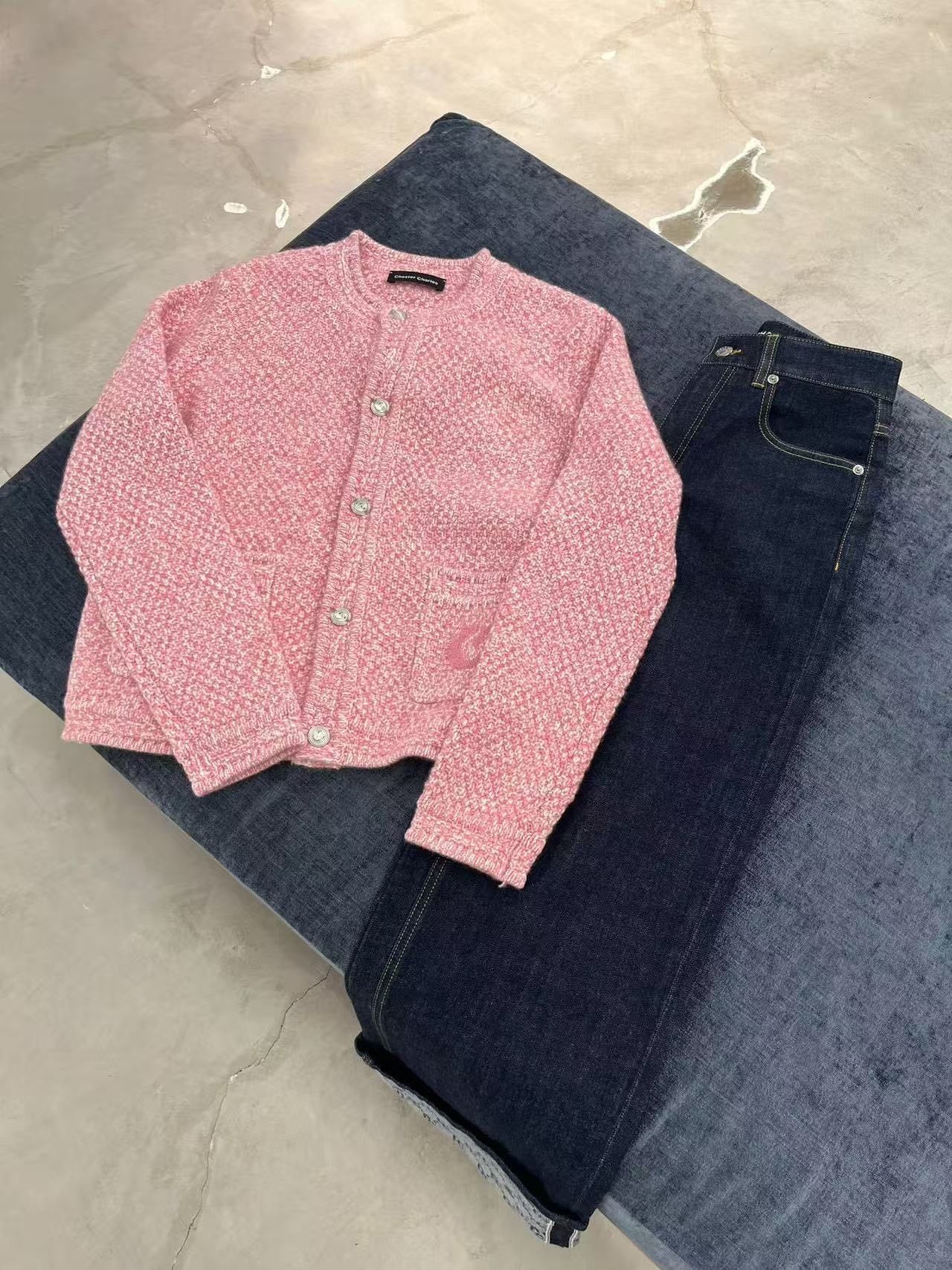  Áo CDG hồng cashmere 2 túi logo 