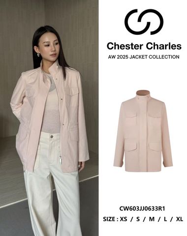  Áo khoác gió hồng phấn 4 túi hộp 