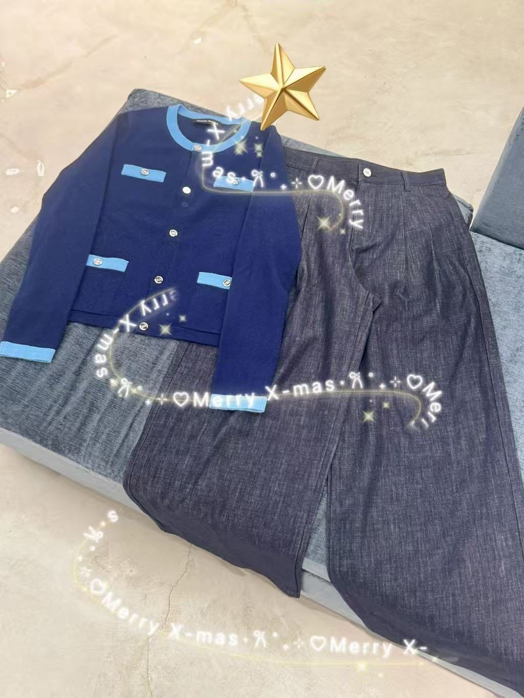  Áo CDG Navy 4 túi trước viền xanh dương 