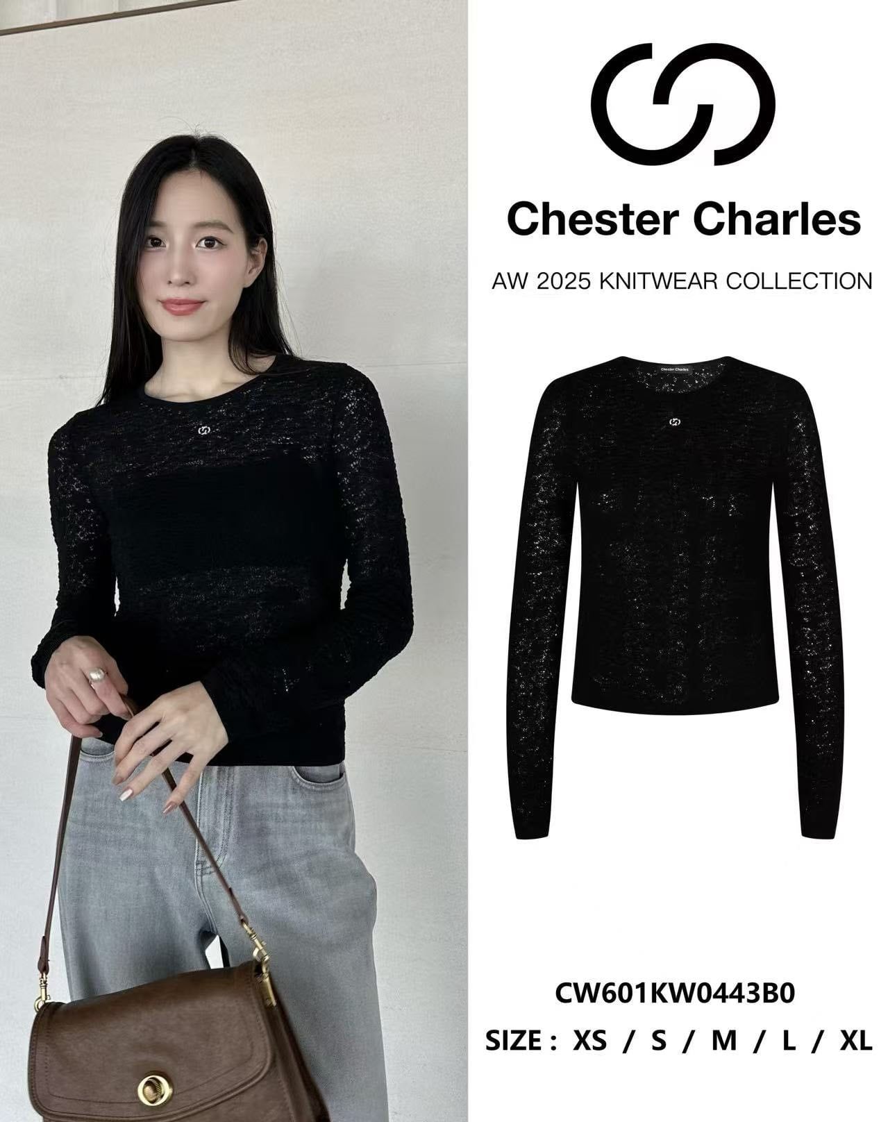  Áo đen dài tay mỏng ren 