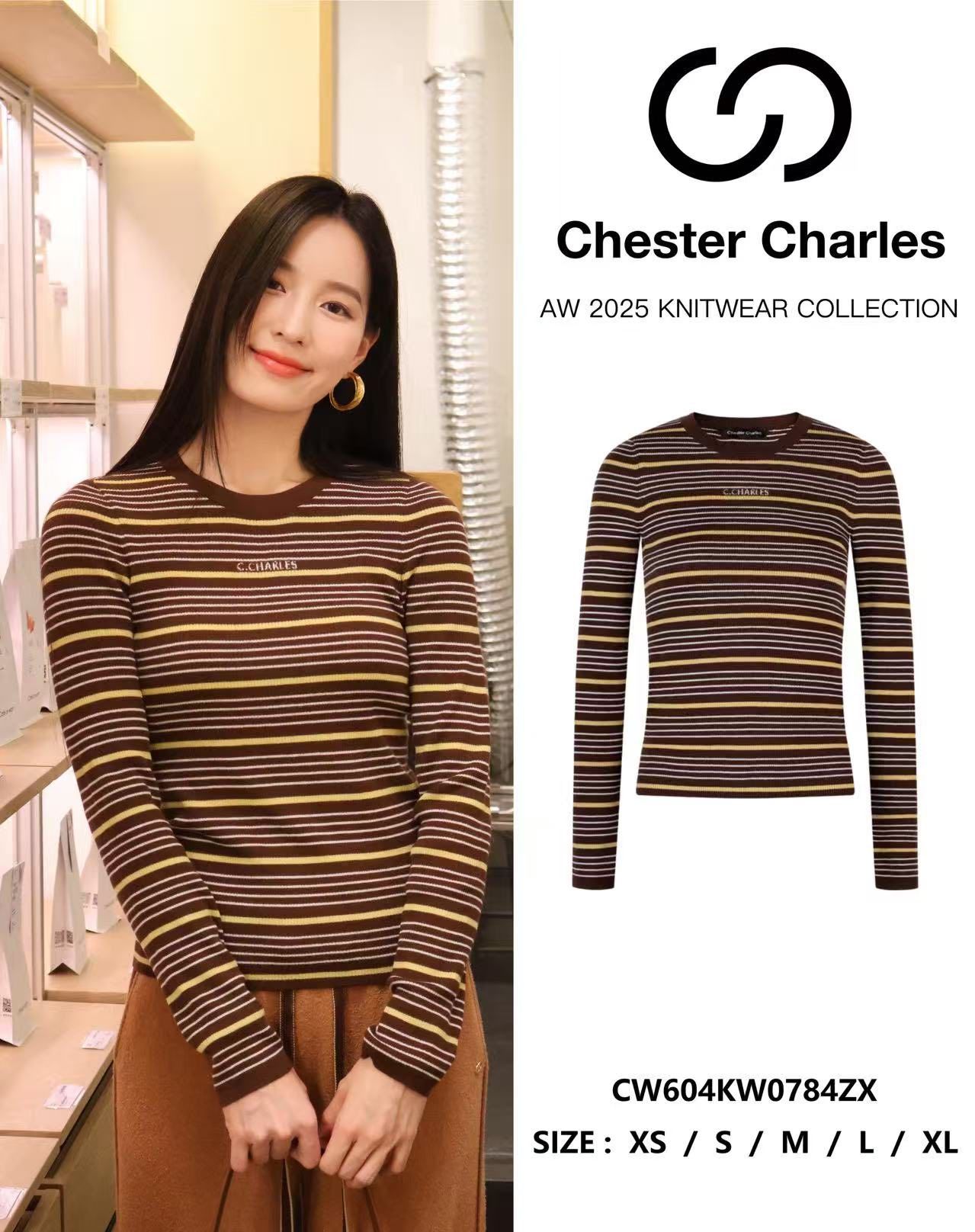  Áo thun dài tay kẻ vàng nâu 