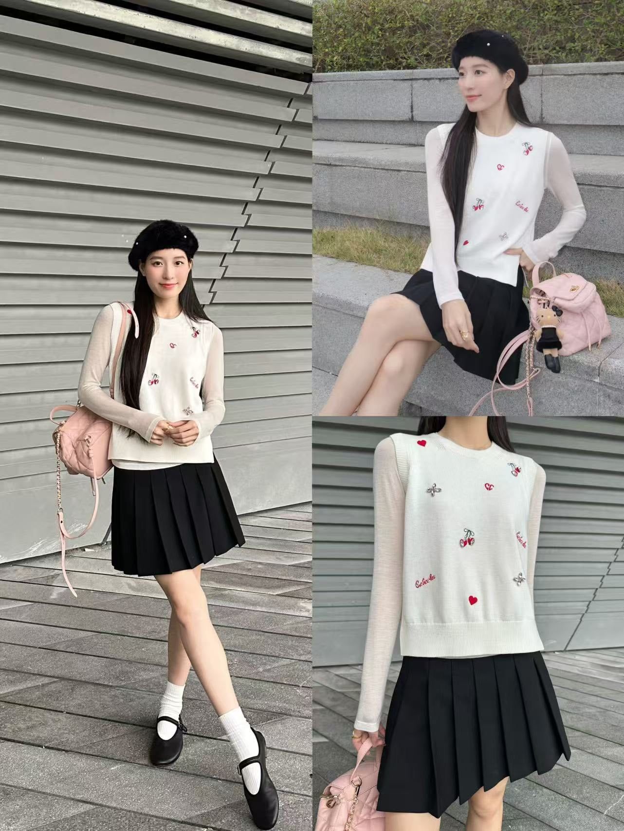  Áo gile trắng tim đỏ đính đá -xẻ tà 