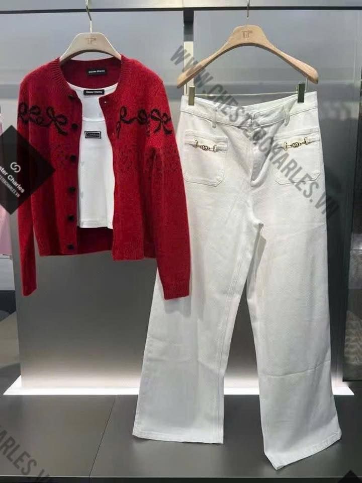  Áo CDG đỏ nơ đen 