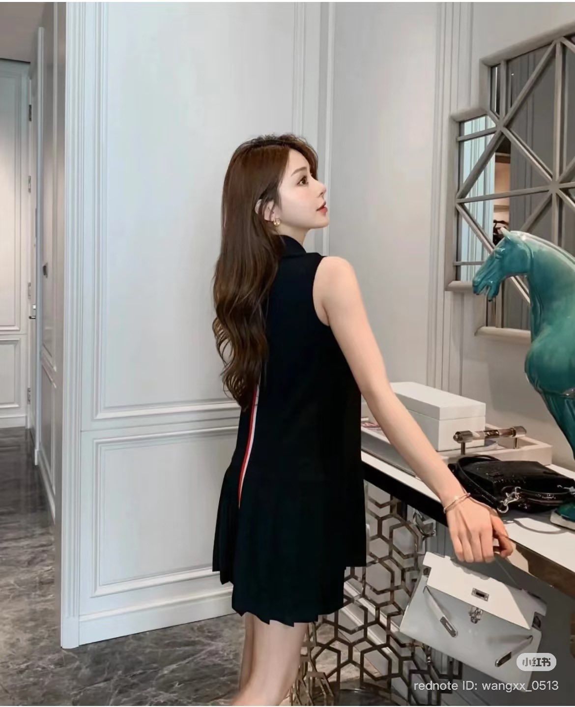  Váy Polo sát nách - Navy sọc lưng 