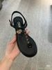  Sandal Chanel Đen đính logo 
