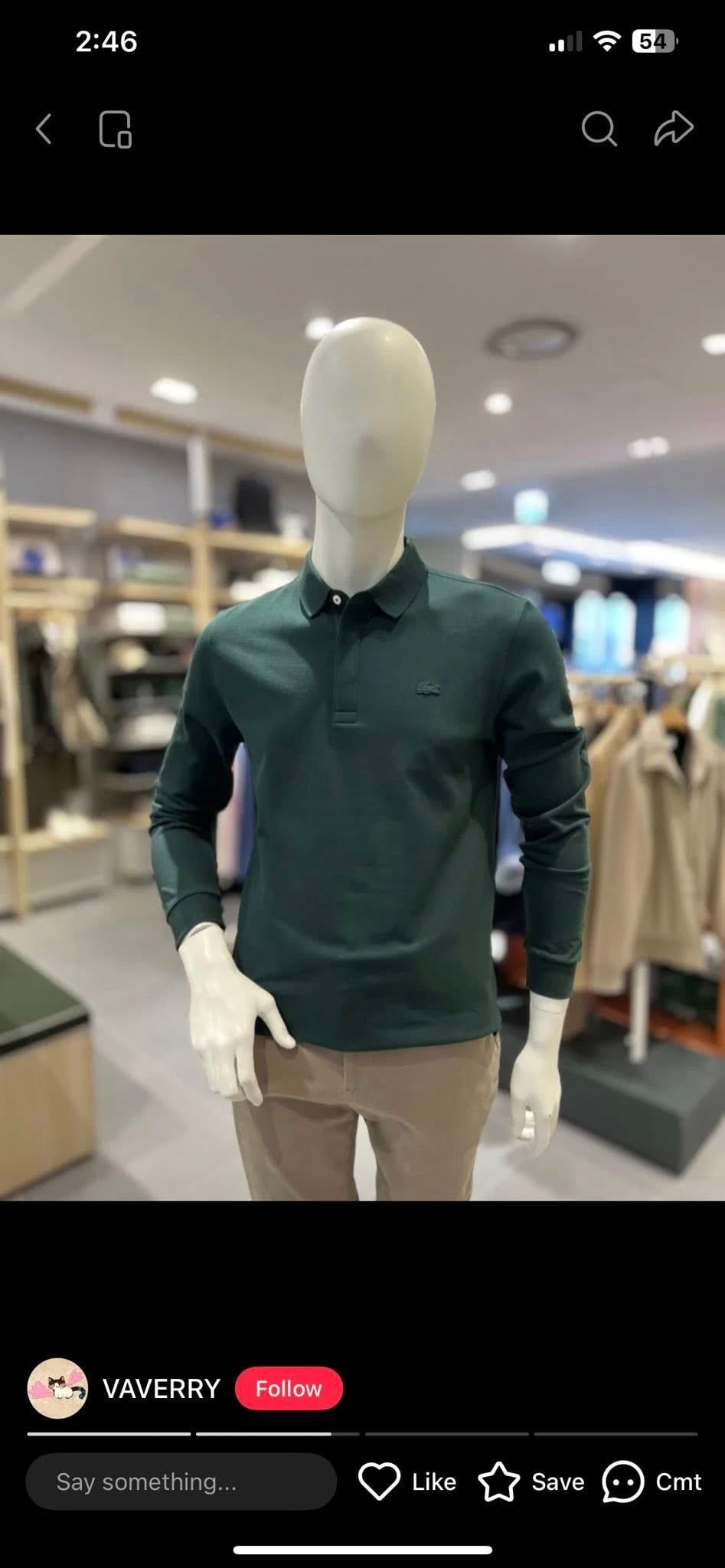  Áo polo dài tay Nam LC xanh lá 