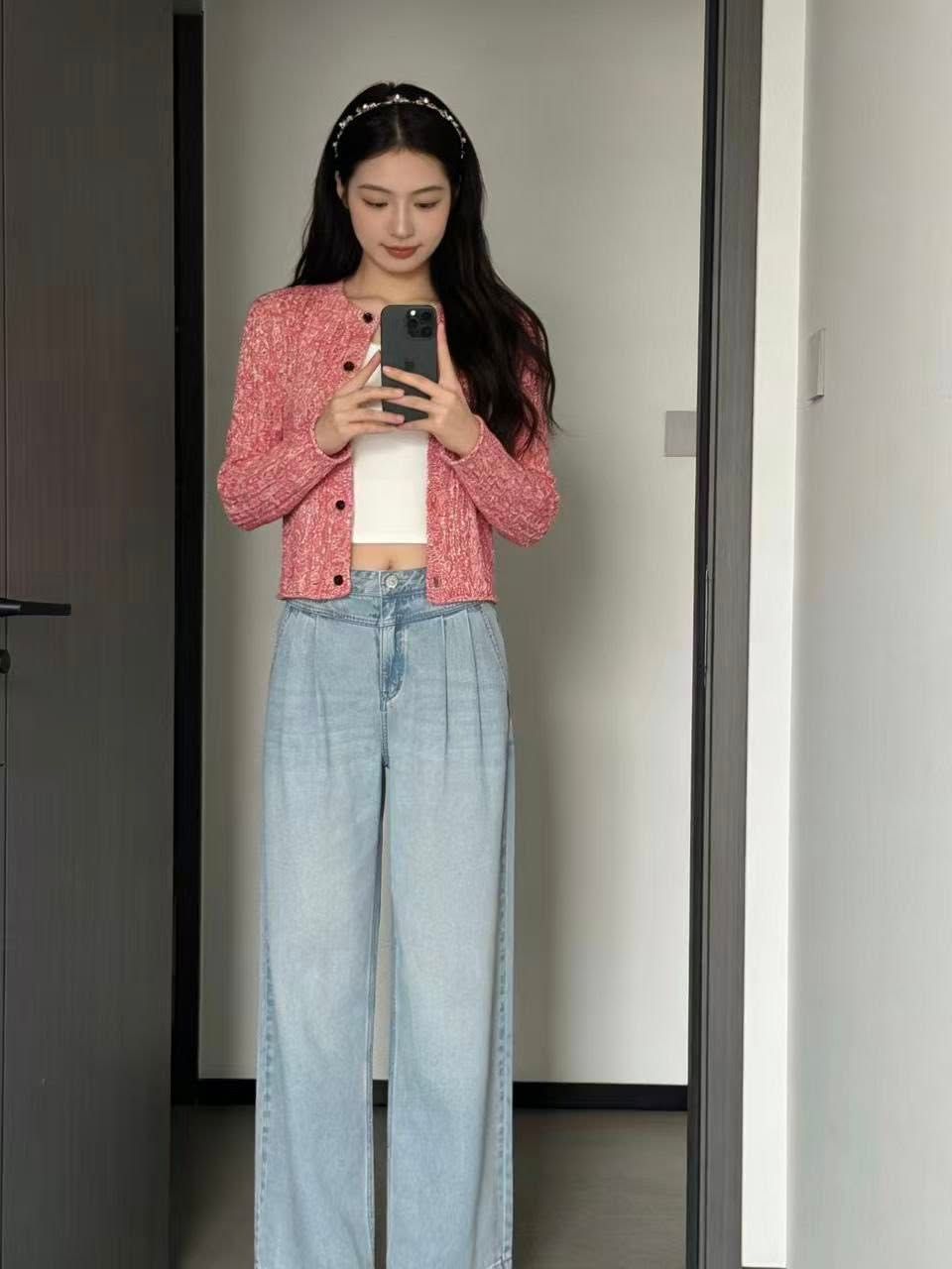  Áo CDG len đỏ cam, cúc đen 
