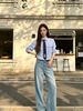  Áo sơ mi kẻ xanh kèm caravat 