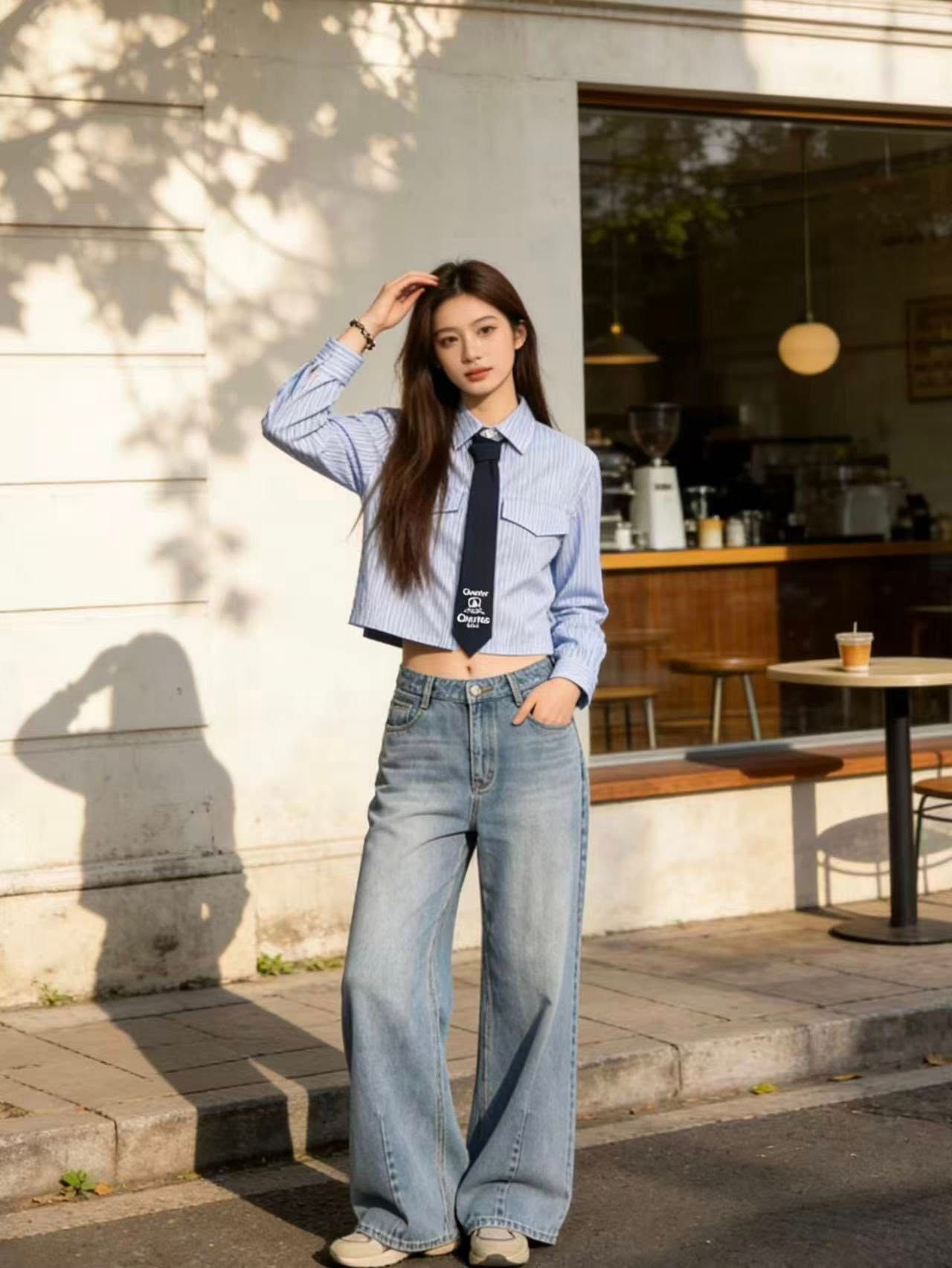  Quần jean xanh túi sau có nơ 