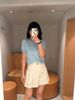  Áo ngắn tay xanh pastel họa tiết sao 