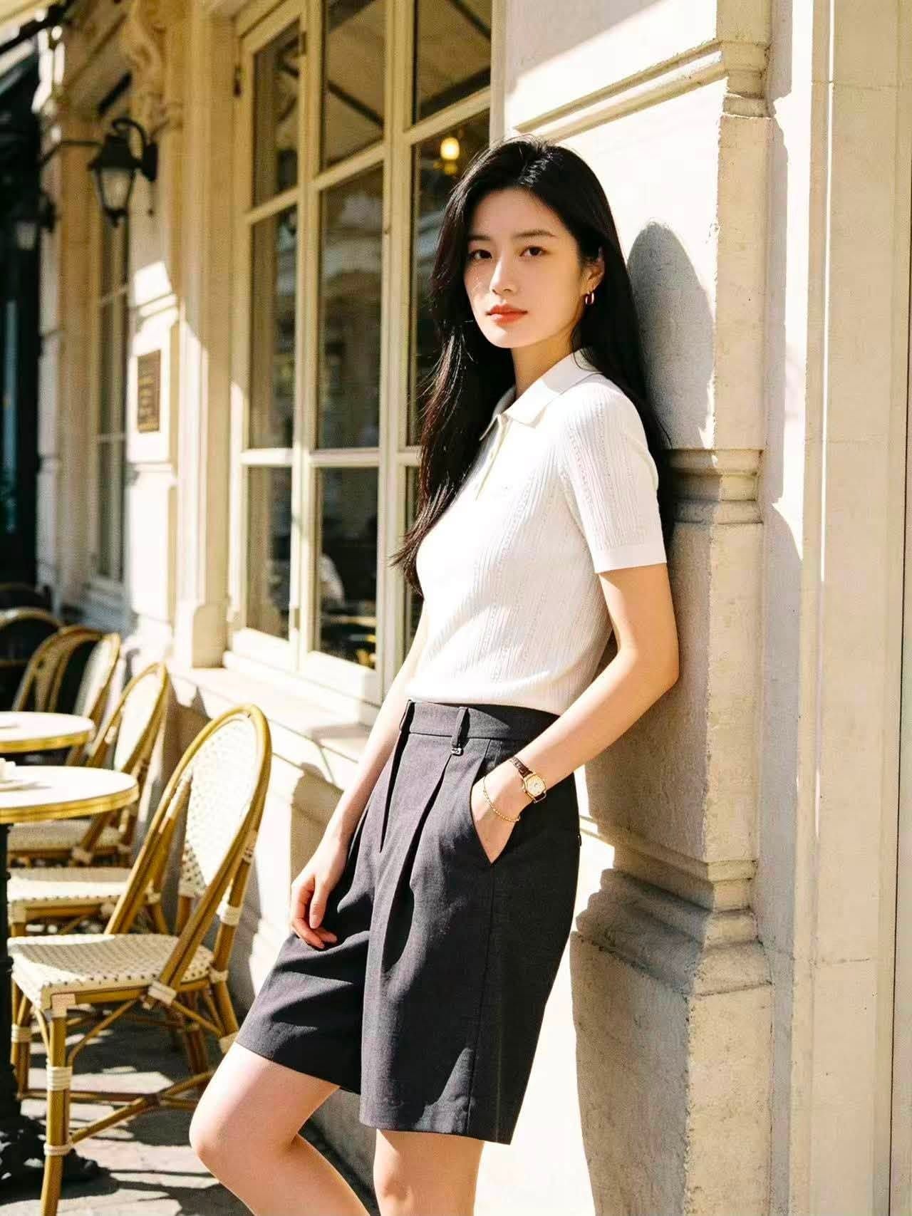  Áo Polo Trắng gân nổi 