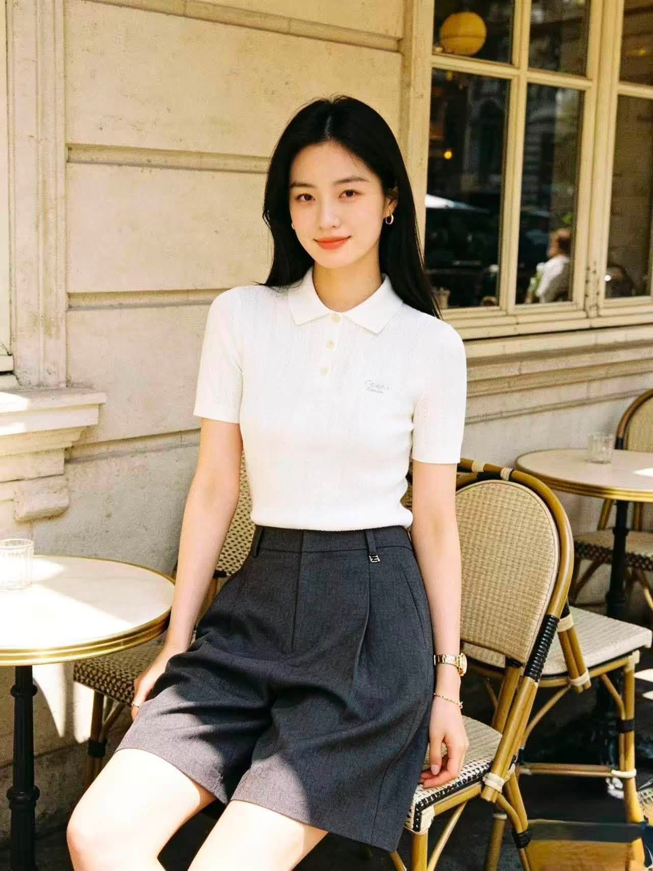  Áo Polo Trắng gân nổi 