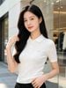  Áo Polo Trắng gân nổi 