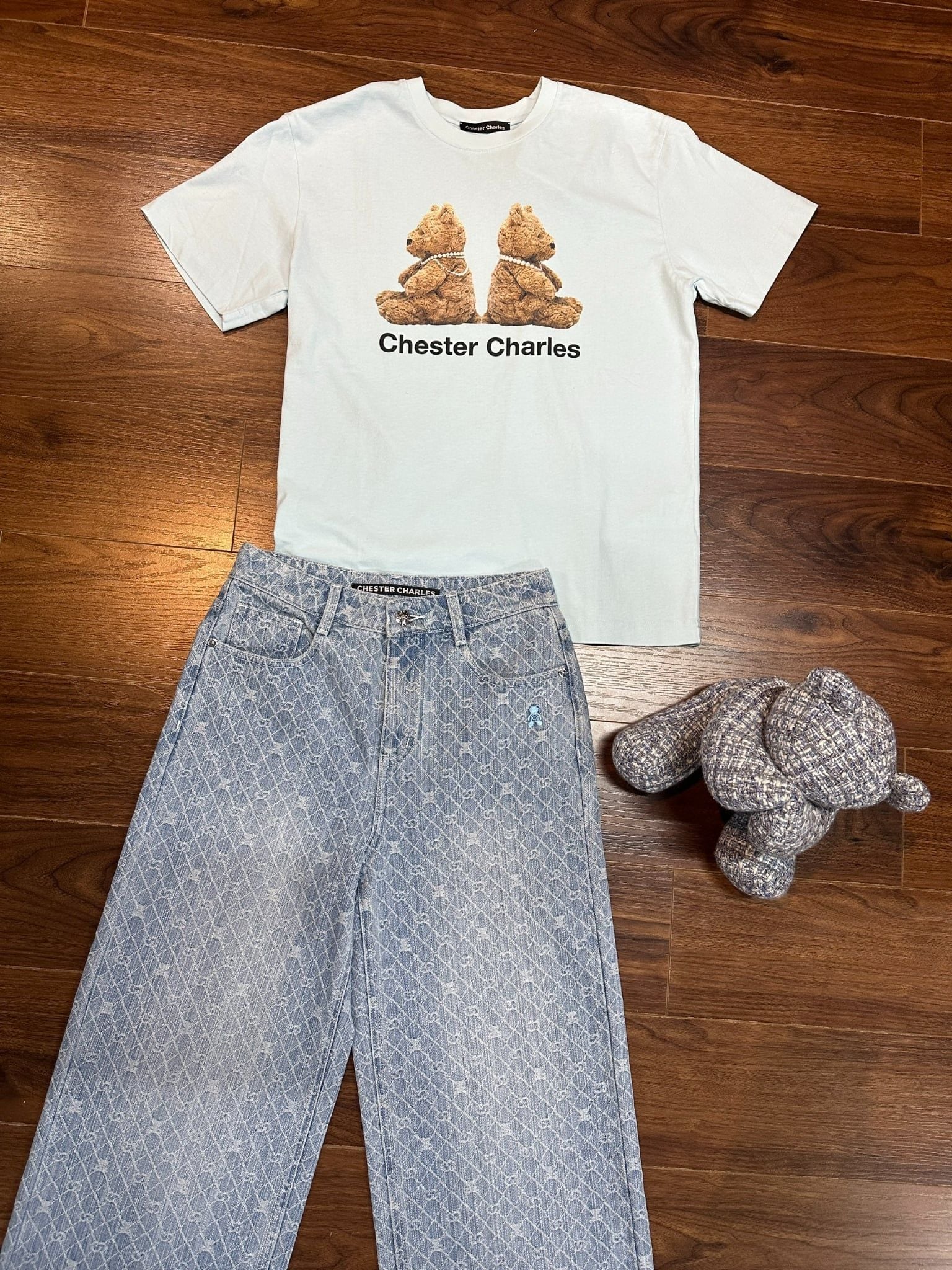  Áo thun Xanh Pastel Gấu đôi 