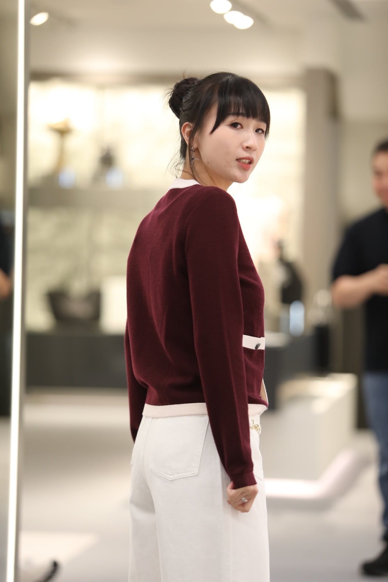  Áo CDG đỏ đô, viền hồng phấn 