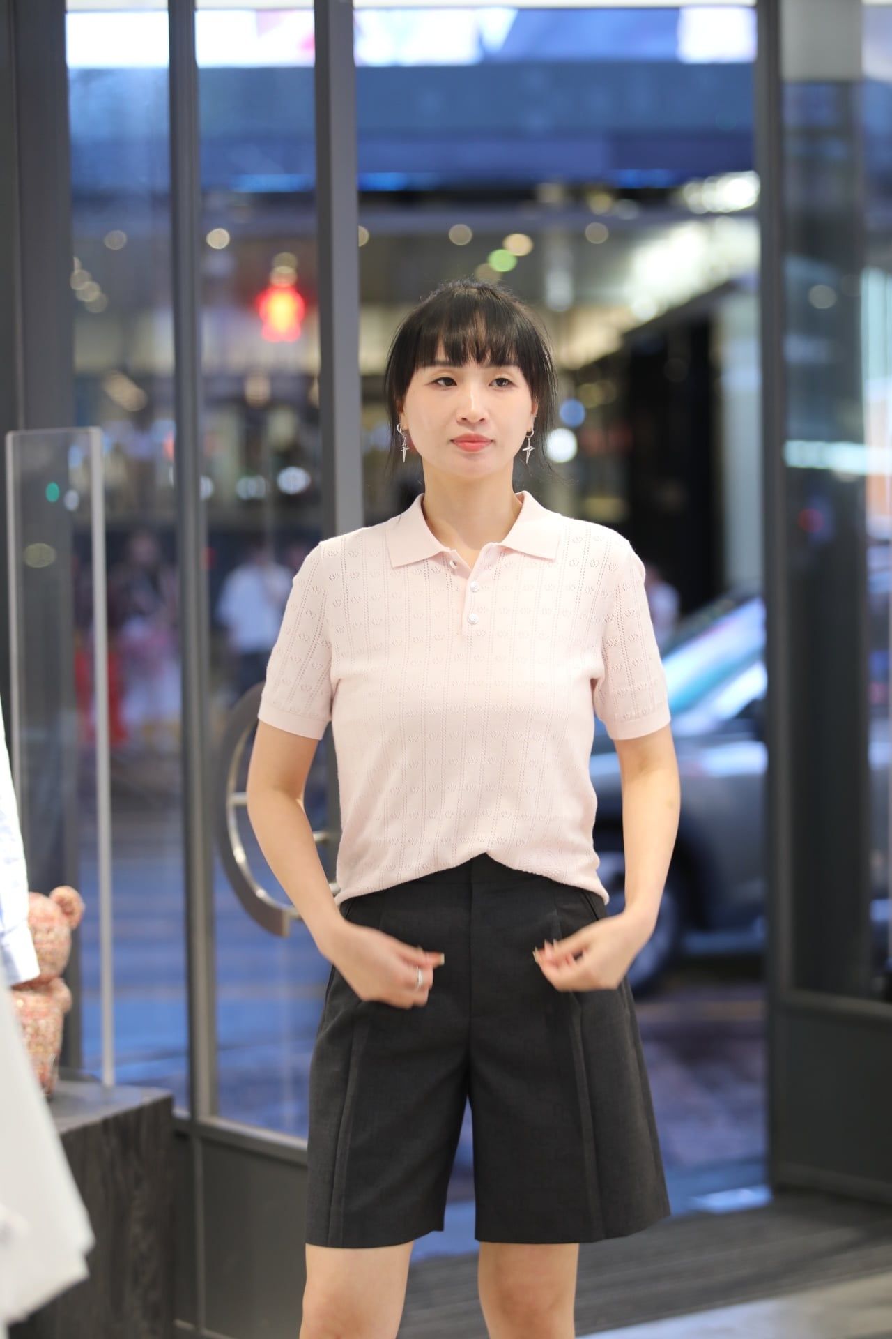  Áo polo hồng full logo, 3 cúc ngọc 
