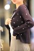  Áo CDG cổ tròn xanh Navy hoa nhí 