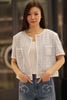  1.Áo tweed 2 túi ngực - xanh nhạt viền trắng 