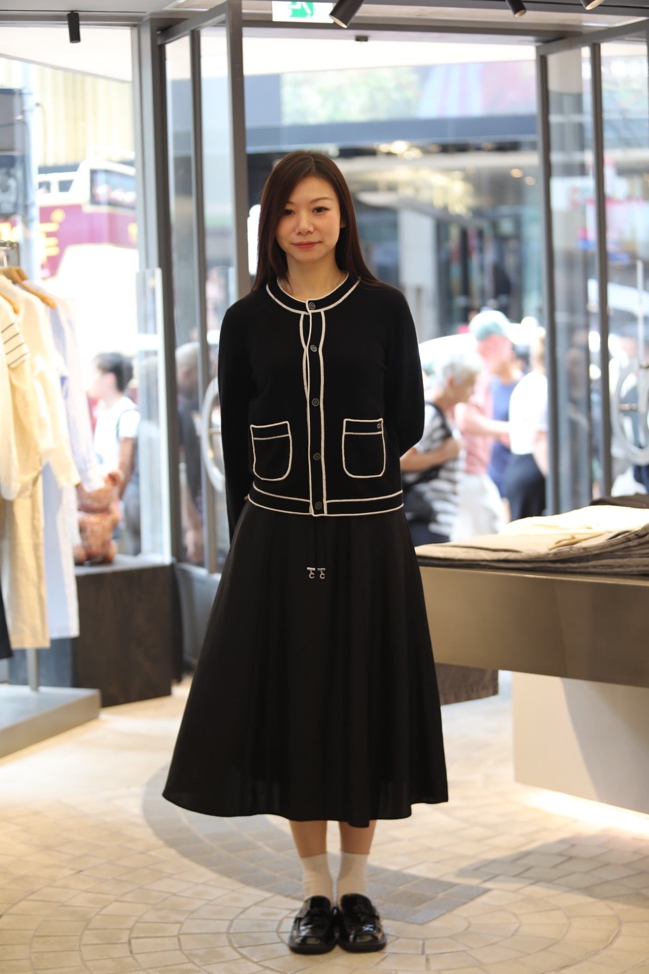  Áo CDG đen 2 túi viền trắng 26 