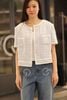  1.Áo tweed 2 túi ngực - xanh nhạt viền trắng 