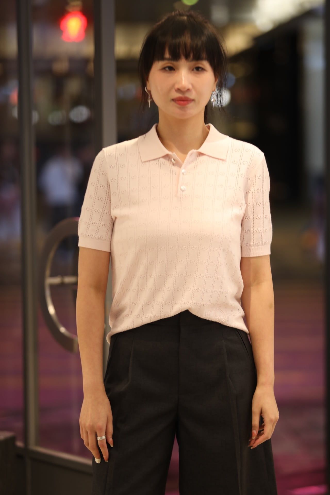  Áo polo hồng full logo, 3 cúc ngọc 