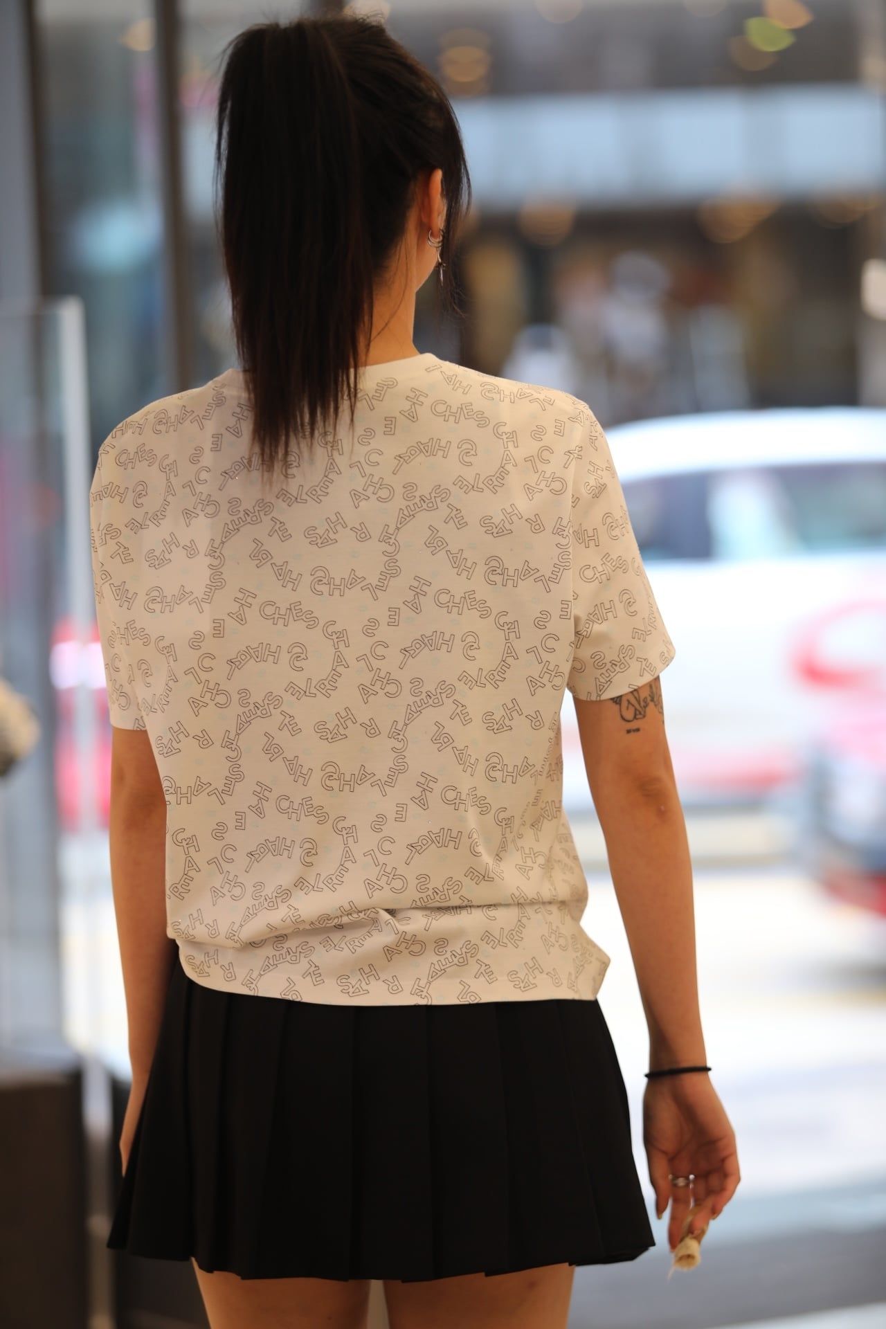  Áo thun trắng cotton Chữ in chìm 