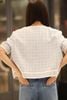  1.Áo tweed 2 túi ngực - xanh nhạt viền trắng 