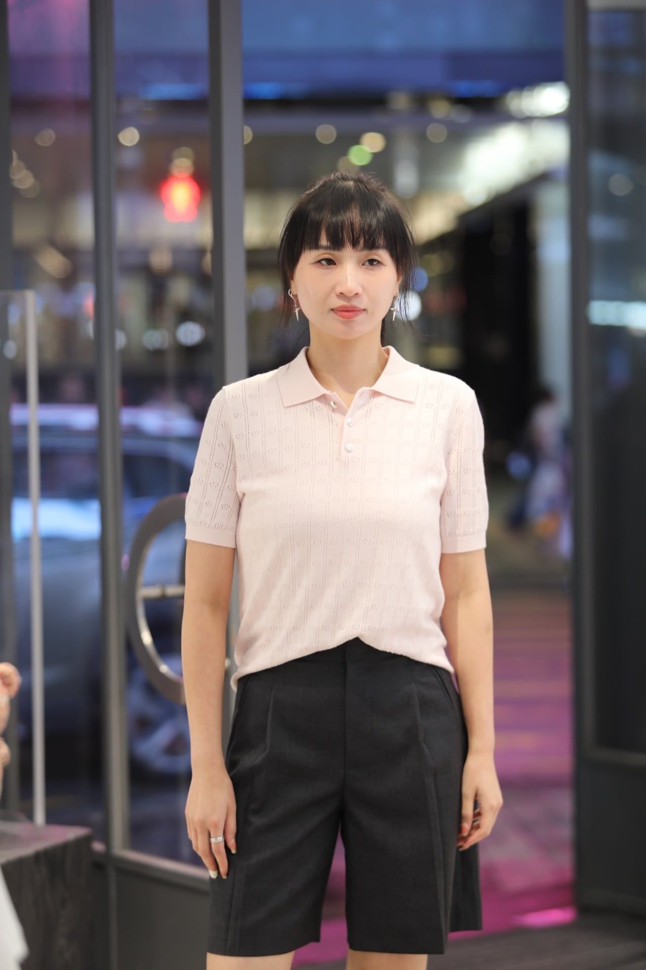  Áo polo hồng full logo, 3 cúc ngọc 